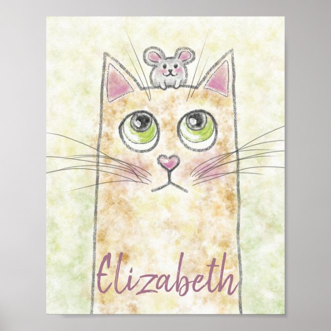 Cat and Mouse Illustration Poster (Front)