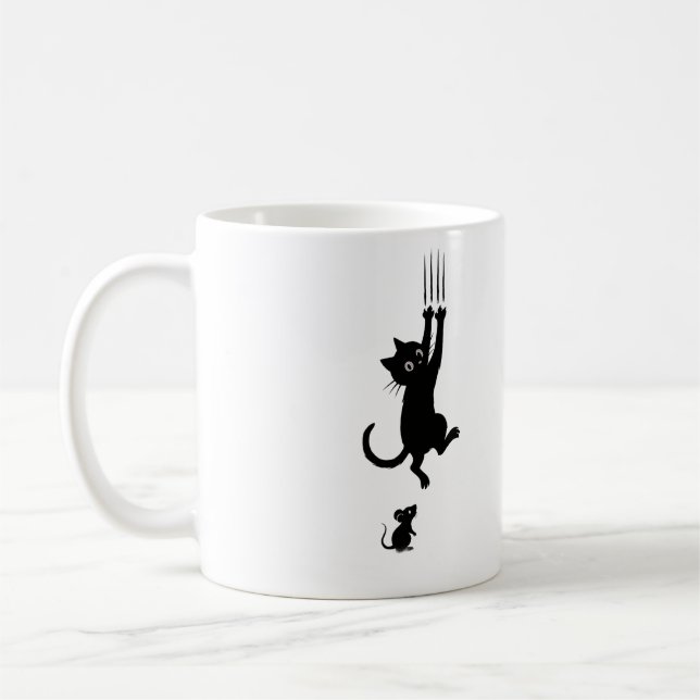 Cat and Mouse Mug – Playful Animal Duo Cup (Left)