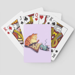 Cat and Mouse Playing Cards Chess Cartoon