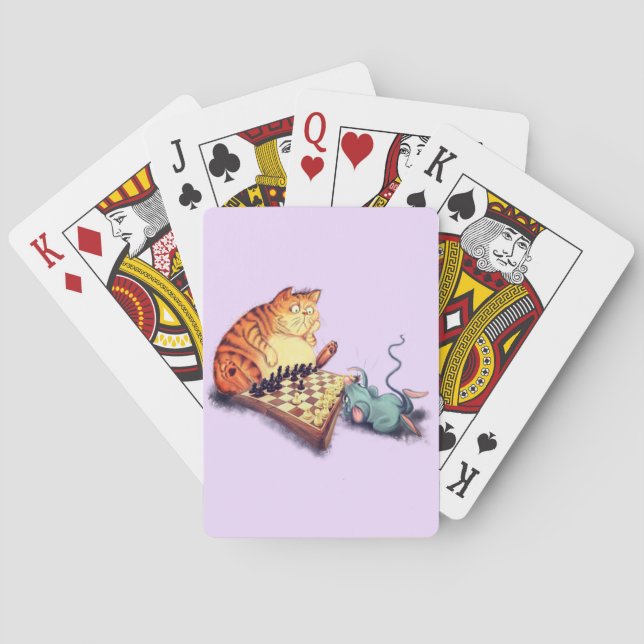 Cat and Mouse Playing Cards Chess Cartoon (Back)
