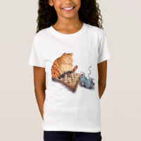 Cat and Mouse Playing Chess Cartoon Funny T-shirt
