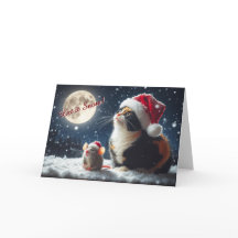 Cat and Mouse Watching the Snow Christmas Card