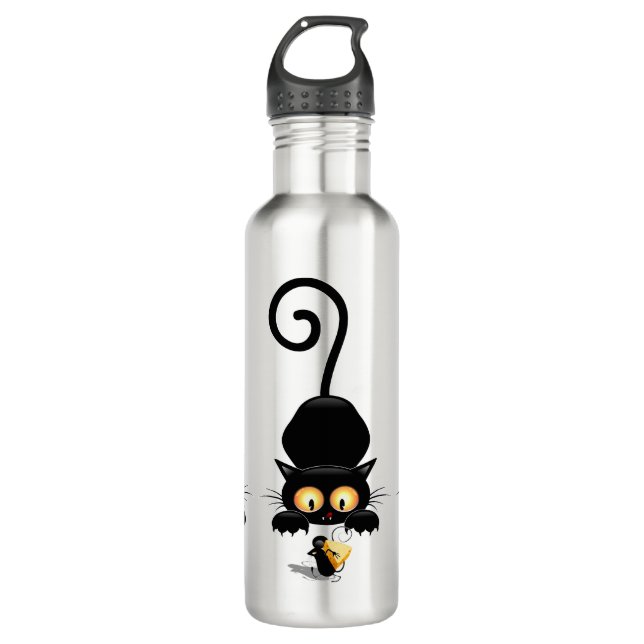 Cat and Mouse with Cheese Fun Cartoon Characters 710 Ml Water Bottle (Front)
