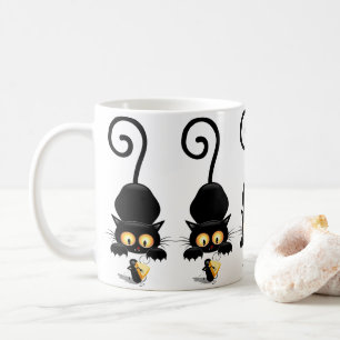 Cat and Mouse with Cheese Fun Cartoon Characters Coffee Mug