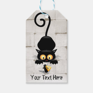 Cat and Mouse with Cheese Fun Cartoon Characters Gift Tags