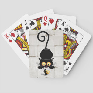 Cat and Mouse with Cheese Fun Cartoon Characters Playing Cards