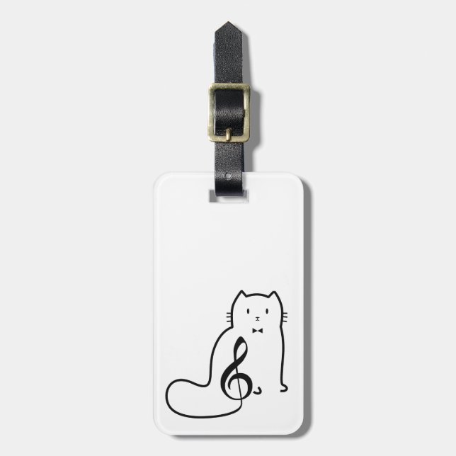 CAT AND MUSIC NOTE LUGGAGE TAG (Front Vertical)
