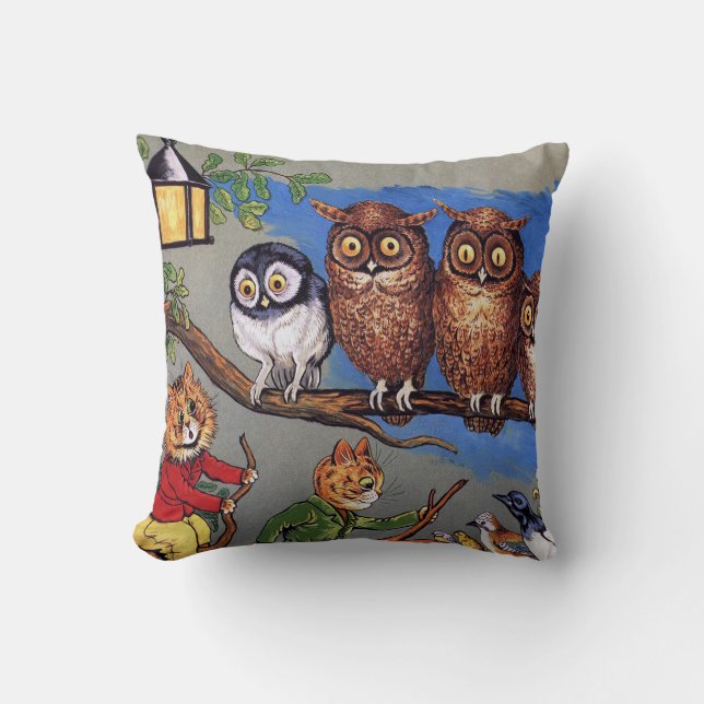 Cat and Owl, Louis Wain Cushion (Front)