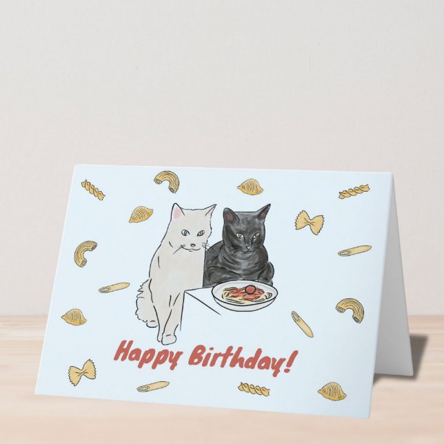 Cat and Pasta Birthday Card  (Creator Uploaded)