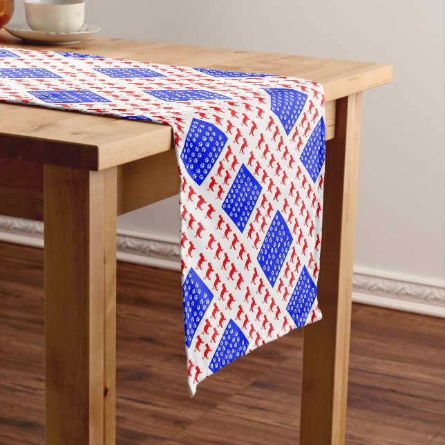 Cat and Paw Flag Short Table Runner (In Situ)