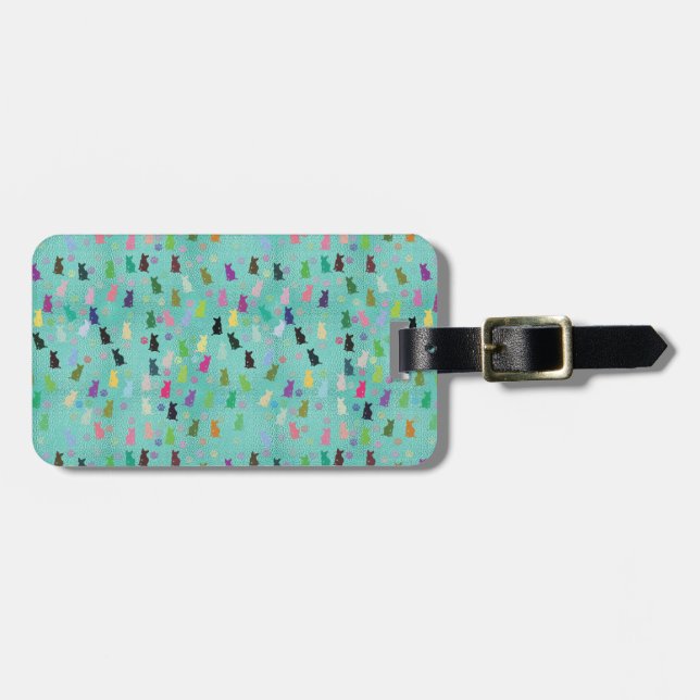 Cat and Paws Pattern Luggage Tag (Front Horizontal)