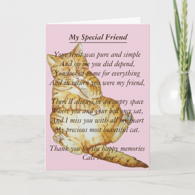 cat and pet sympathy original poem card (Front)