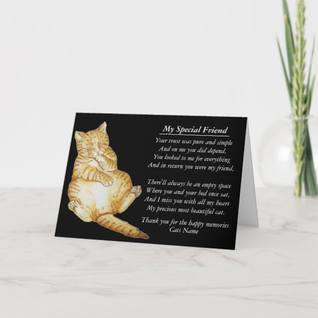 cat and pet sympathy original poem card (Front)