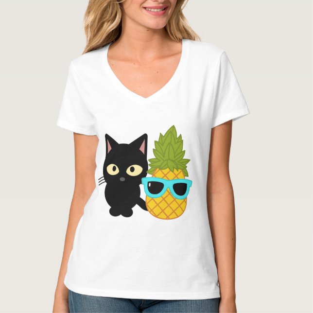 cat and pineapple are best friends T-Shirt (Front)