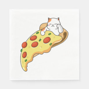 Cat and Pizza Napkin