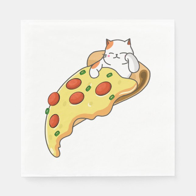 Cat and Pizza Napkin (Front)