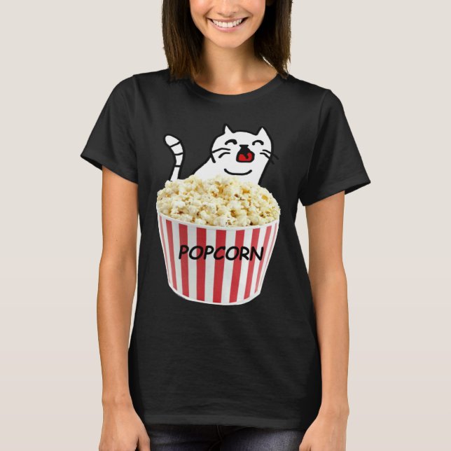Cat and Popcorn T-Shirt (Front)