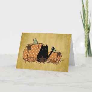 Cat And Pumpkins Halloween Card