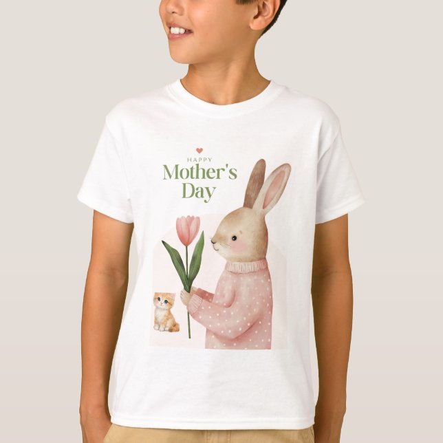 Cat and rabbit design t-shirt (Front)