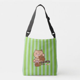 cat and rabbit's tea time crossbody bag