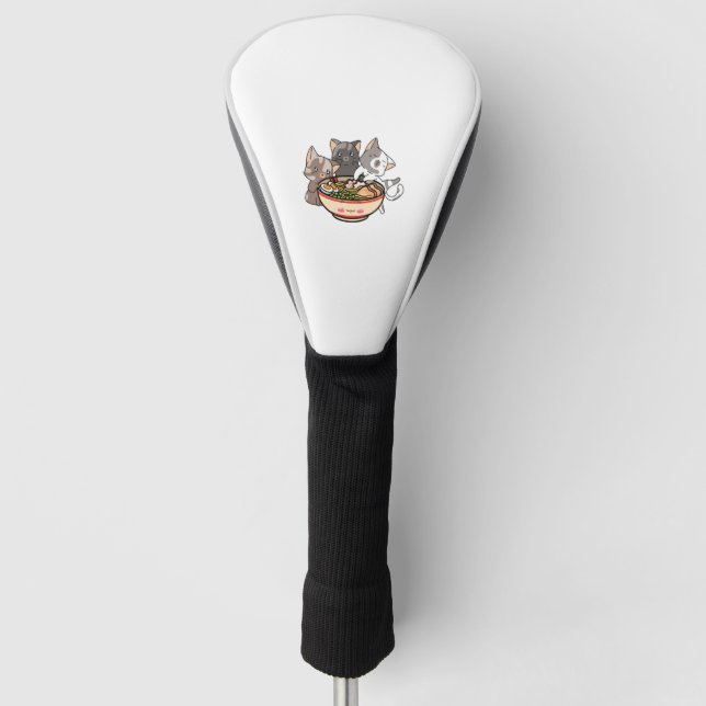 Cat and Ramen Cats Eating Ramen Golf Head Cover (Front)