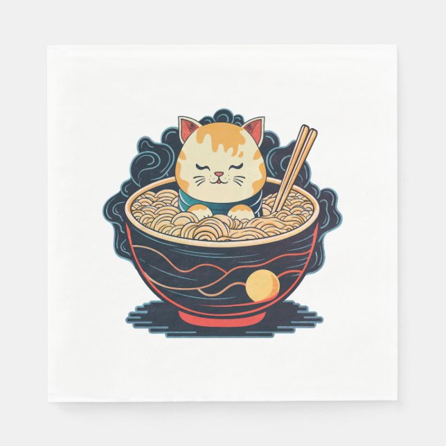 Cat and ramen napkin (Front)