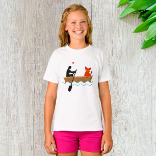 Cat and Rower in Boat Funny Whimsical Pet Lover T-Shirt