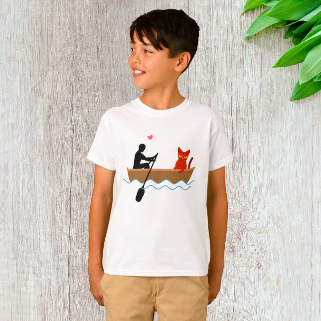 Cat and Rower in Boat Funny Whimsical Pet Lover  T-Shirt (Creator Uploaded)