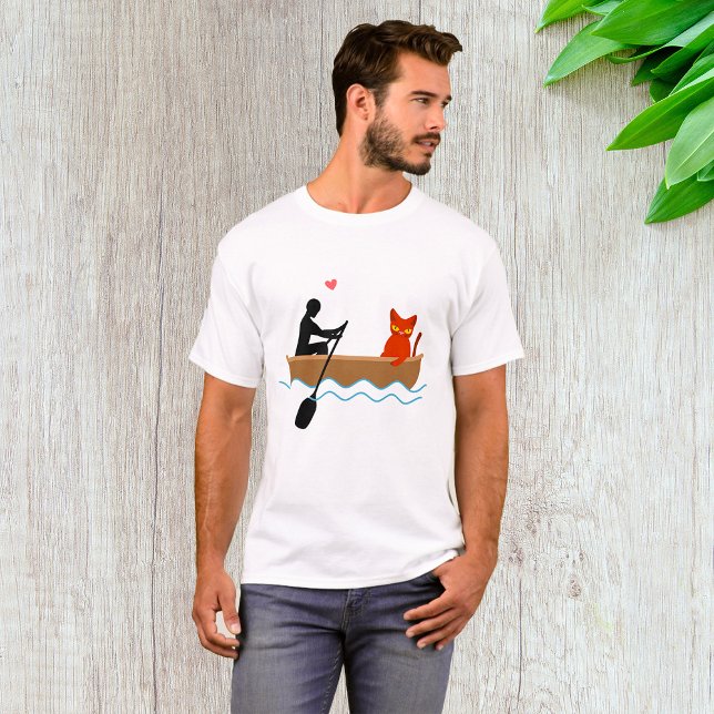 Cat and Rower in Boat Funny Whimsical Pet Lover  T-Shirt (Creator Uploaded)