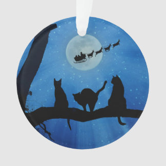 Cat and Santa Christmas Ornament