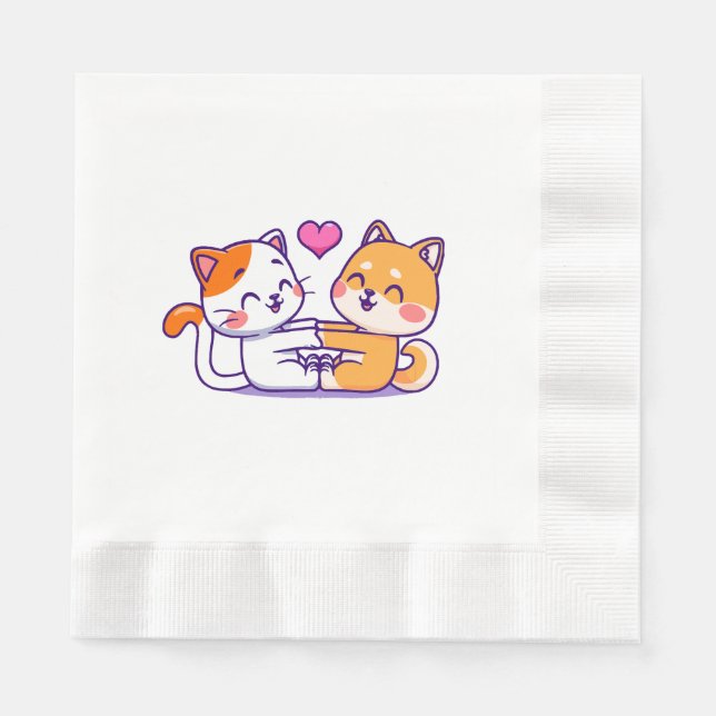 Cat And Shiba Inu Napkin (Front)