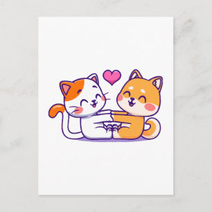 Cat And Shiba Inu Postcard