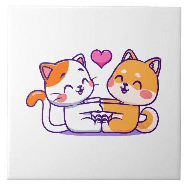 Cat And Shiba Inu Tile (Front)
