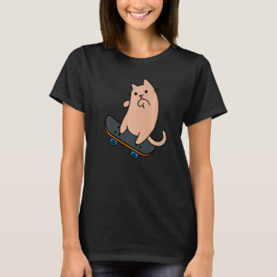 Cat and Skateboard Skateboarding Funny Kitten Prem T-Shirt