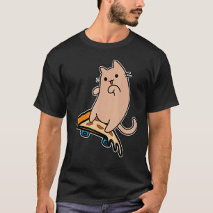 Cat and Skateboard Skateboarding Pepperoni Pizza B T-Shirt
