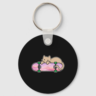 Cat And Skateboard Skateboarding Shy Cat Skating O Key Ring