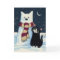 Cat and Snow Cat at Night Christmas Card