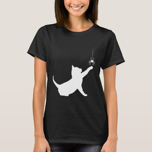 Cat and Spider in Silhouette T-Shirt (Front)