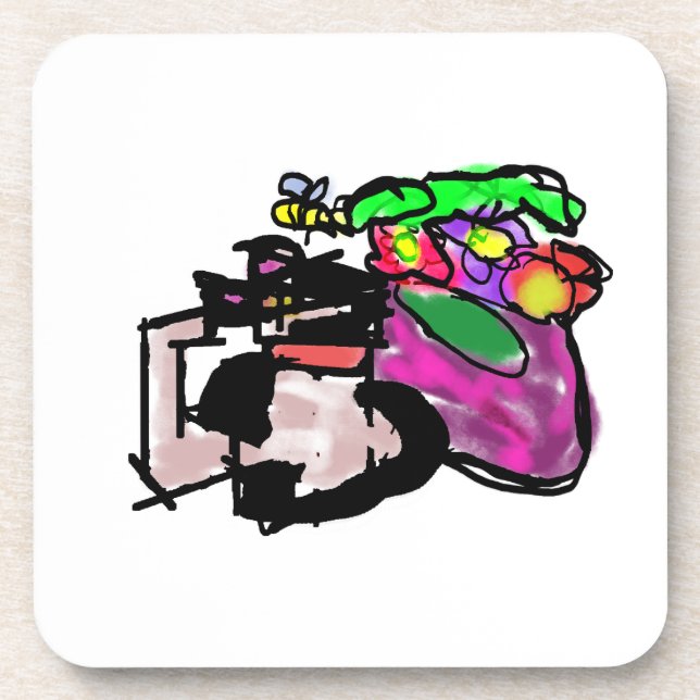Cat and spring flowers  coaster (Front)