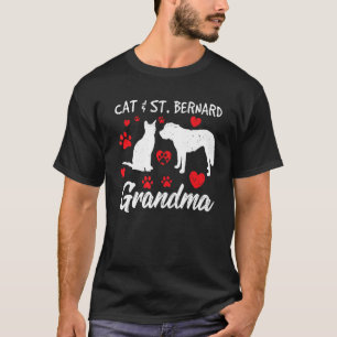 Cat and St Bernard Grandma Cute Grandmother Saint T-Shirt
