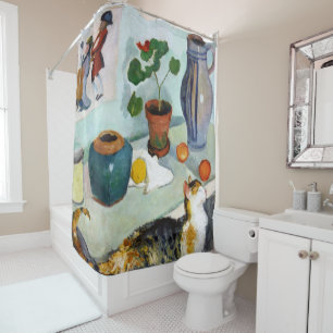 Cat and Still Life, August Macke Shower Curtain