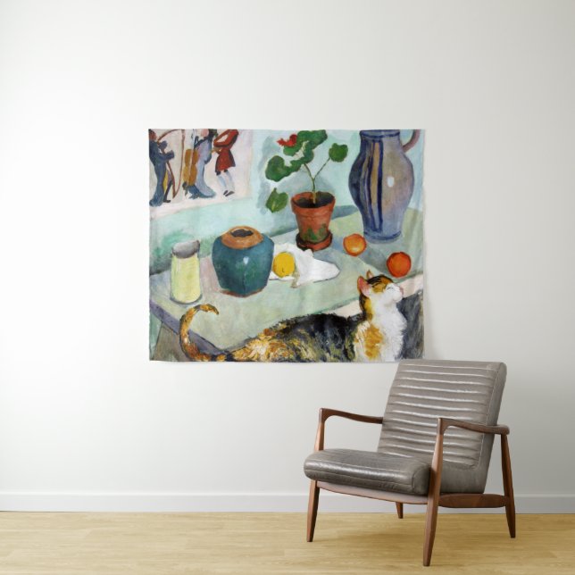 Cat and Still Life, August Macke Tapestry (In Situ (Horizontal))