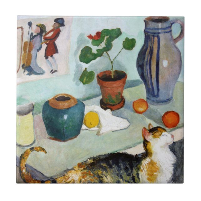 Cat and Still Life, August Macke Tile (Front)