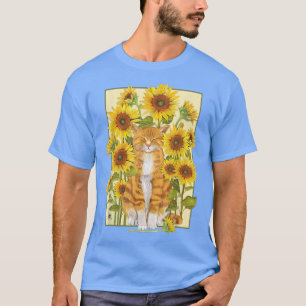 Cat and Sunflowers for cats lover cute T-Shirt