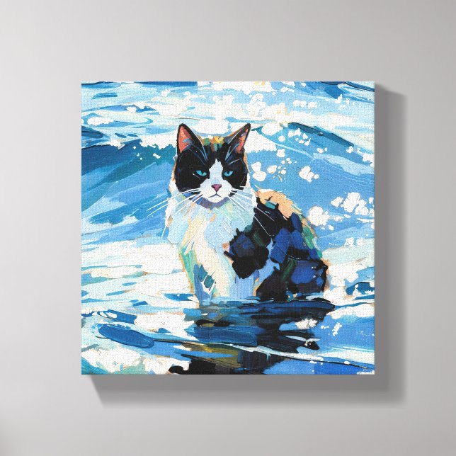 Cat And The Ocean (#1) Canvas Print (Front)