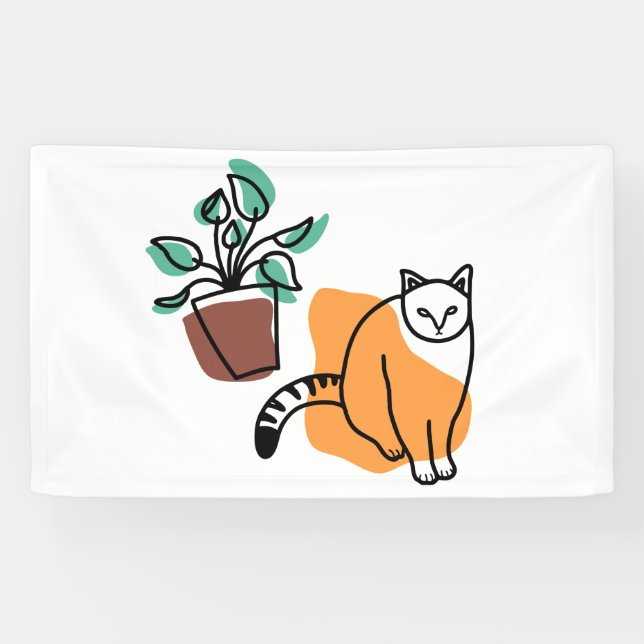 Cat and the plant banner (Horizontal)