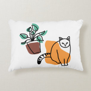 Cat and the plant decorative cushion