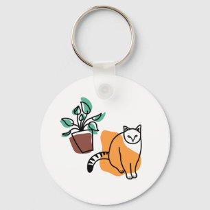 Cat and the plant key ring