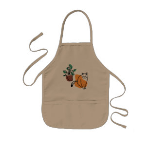 Cat and the plant kids apron