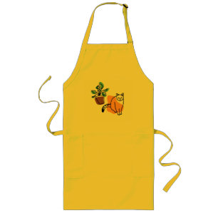 Cat and the plant long apron